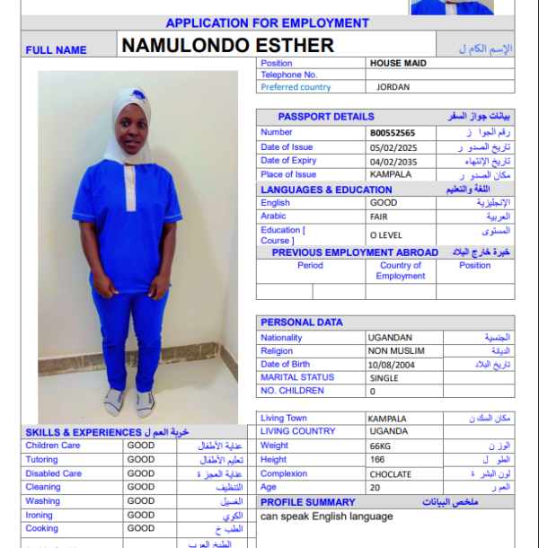 NAMULONDO ESTHER