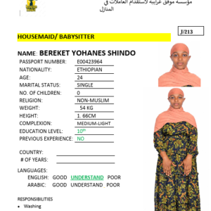 BEREKET YOHANES SHINDO
