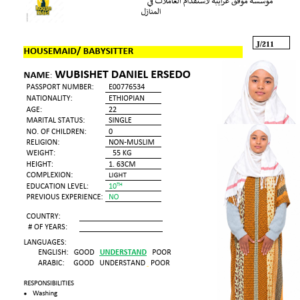 WUBISHET DANIEL ERSEDO